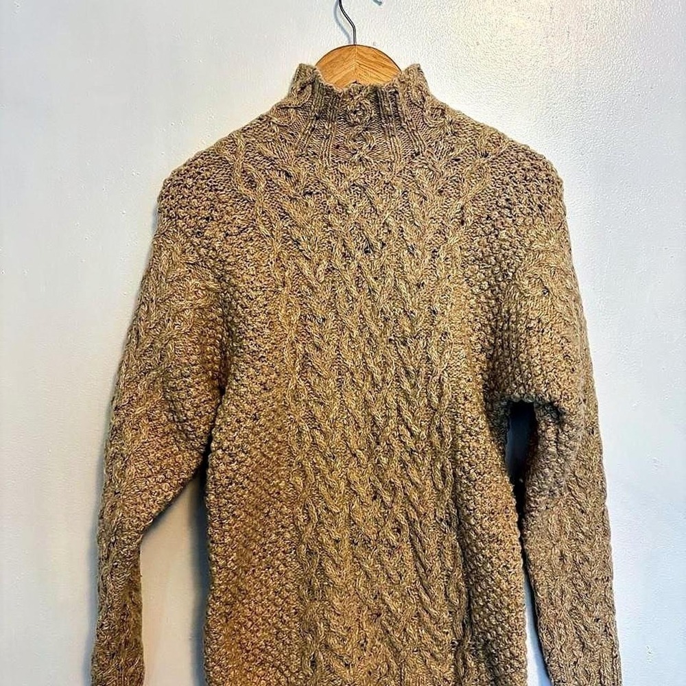 J.Crew cream cable thick knit wool &‎ cotton mock sweater Size M